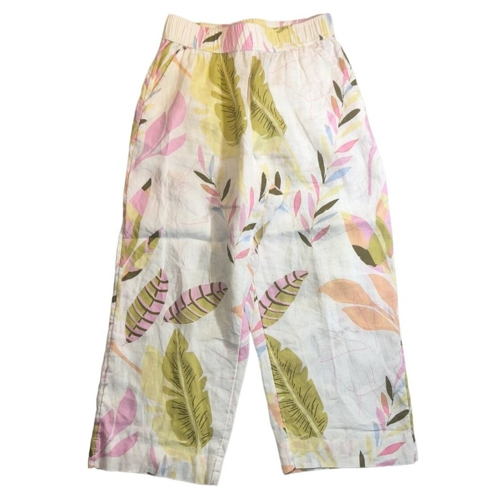 Cynthia Rowley 100% Linen pant Medium Wide Leg Cropped